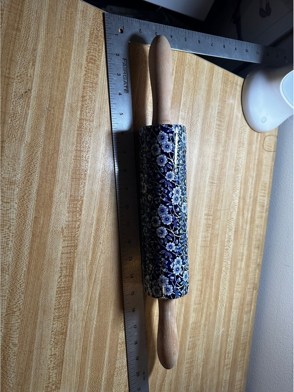 Vintage Staffordshire England Blue Burleigh Rolling Pin 20" - Picture 7 of 11